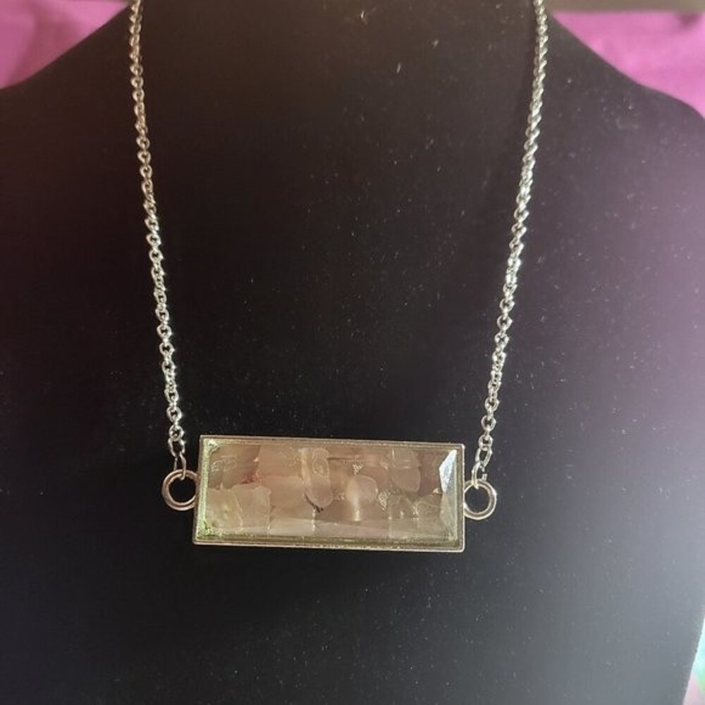 Rose Quartz Bar Necklace